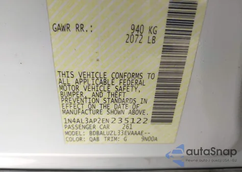 2014 Nissan Altima 2.5 Sv from USA, damaged, VIN 1N4AL3AP2EN235122